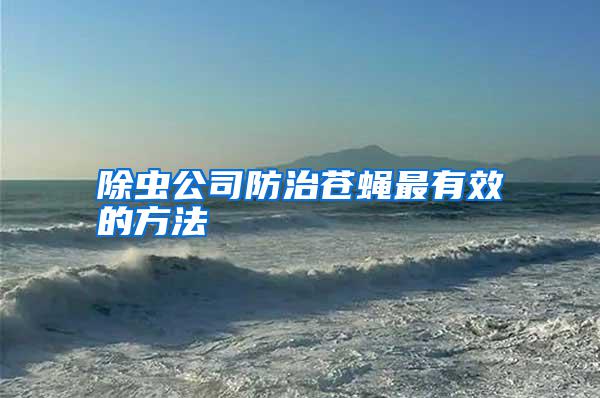 除蟲公司防治蒼蠅最有效的方法