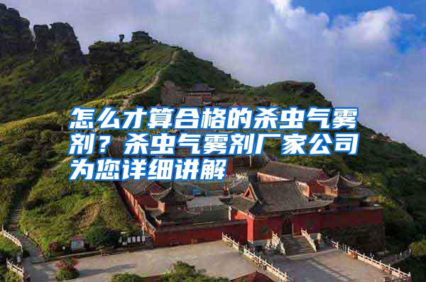 怎么才算合格的殺蟲氣霧劑？殺蟲氣霧劑廠家公司為您詳細講解
