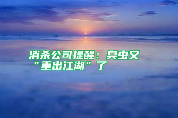 消殺公司提醒:臭蟲(chóng)又“重出江湖”了